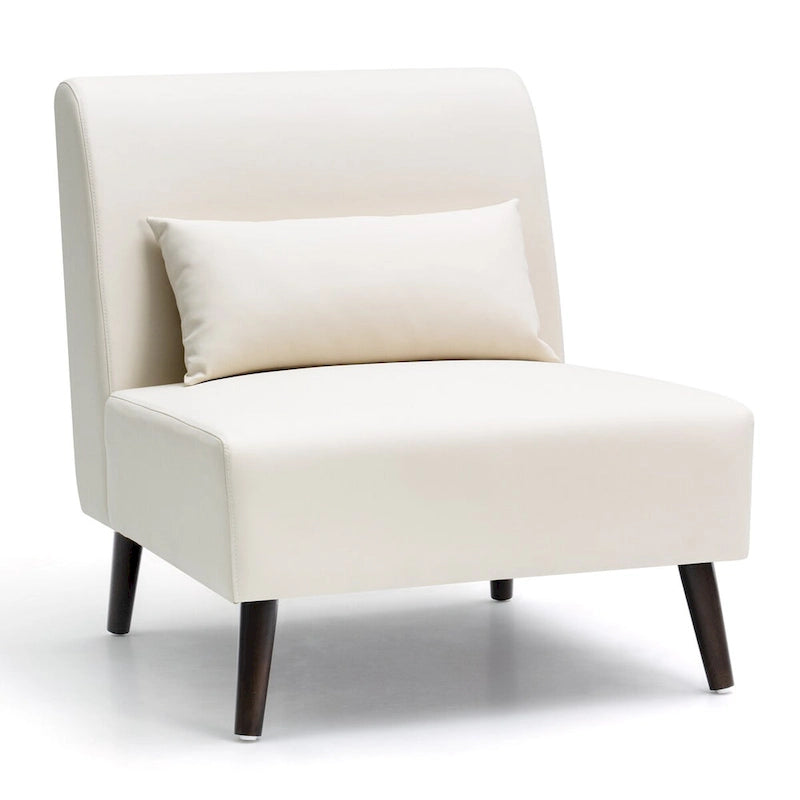 Accent Chair Upholstered Sofa Chair PU Faux Leather Wood Frame with Pillow - 28.74 W x 30.71 D x 31.50 H