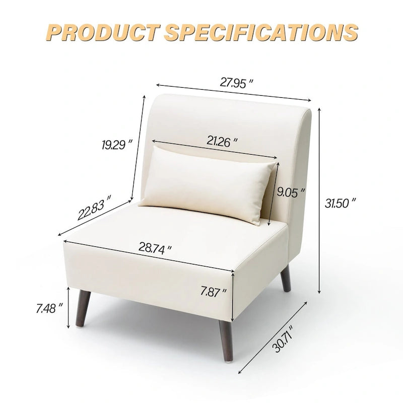 Accent Chair Upholstered Sofa Chair PU Faux Leather Wood Frame with Pillow - 28.74 W x 30.71 D x 31.50 H