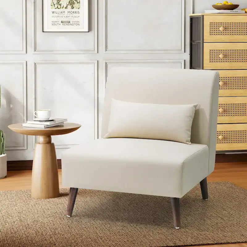 Accent Chair Upholstered Sofa Chair PU Faux Leather Wood Frame with Pillow - 28.74 W x 30.71 D x 31.50 H