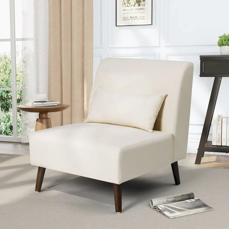 Accent Chair Upholstered Sofa Chair PU Faux Leather Wood Frame with Pillow - 28.74 W x 30.71 D x 31.50 H