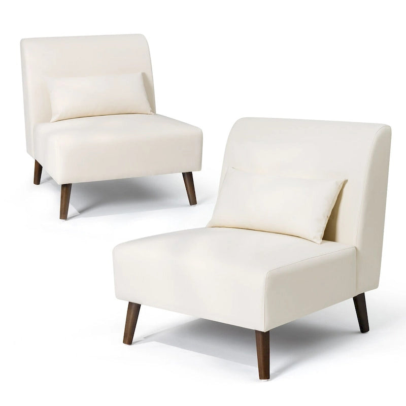 Accent Chair Upholstered Sofa Chair PU Faux Leather Wood Frame with Pillow - 28.74 W x 30.71 D x 31.50 H