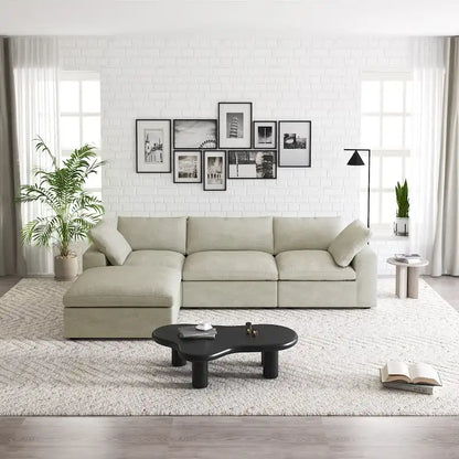 Commix Down Filled Sectional Sofa L-shape 4 Piece Modular Couch with Storage Ottoman