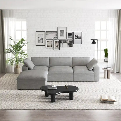 Commix Down Filled Sectional Sofa L-shape 4 Piece Modular Couch with Storage Ottoman
