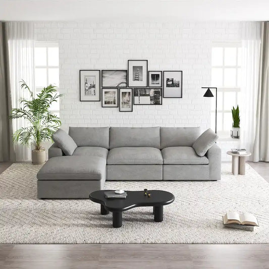 Commix Down Filled Sectional Sofa L-shape 4 Piece Modular Couch with Storage Ottoman