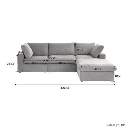 Commix Down Filled Sectional Sofa L-shape 4 Piece Modular Couch with Storage Ottoman