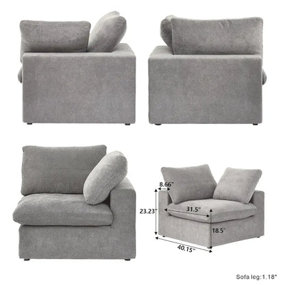 Commix Down Filled Sectional Sofa L-shape 4 Piece Modular Couch with Storage Ottoman