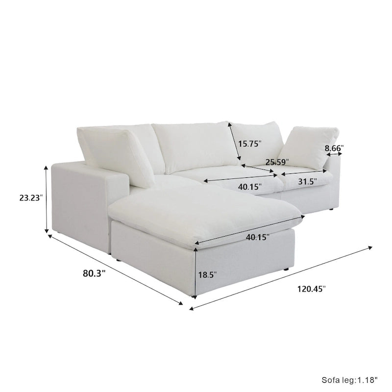 Commix Down Filled Sectional Sofa L-shape 4 Piece Modular Couch with Storage Ottoman