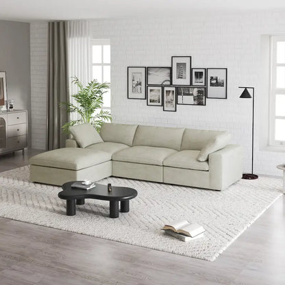 Commix Down Filled Sectional Sofa L-shape 4 Piece Modular Couch with Storage Ottoman