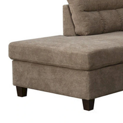 Ari 104 Inch Sectional Sofa with Chaise, Ottoman, 2 Accent Pillows, Brown