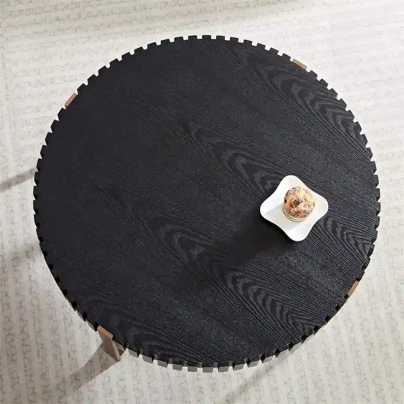 Modern 31.5 Round Coffee Table with Sturdy Metal Pedestal
