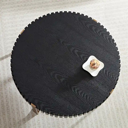 Modern 31.5 Round Coffee Table with Sturdy Metal Pedestal
