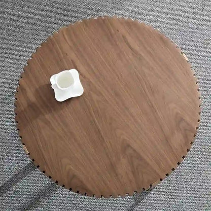 Modern 31.5 Round Coffee Table with Sturdy Metal Pedestal