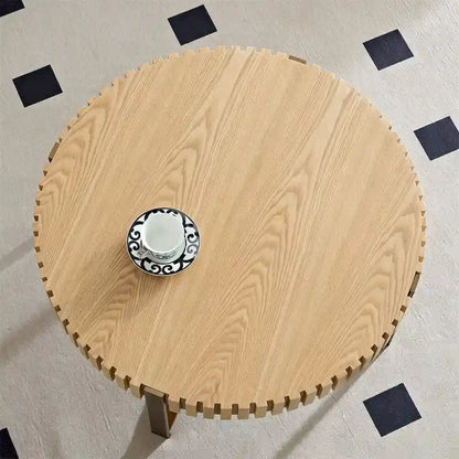 Modern 31.5 Round Coffee Table with Sturdy Metal Pedestal