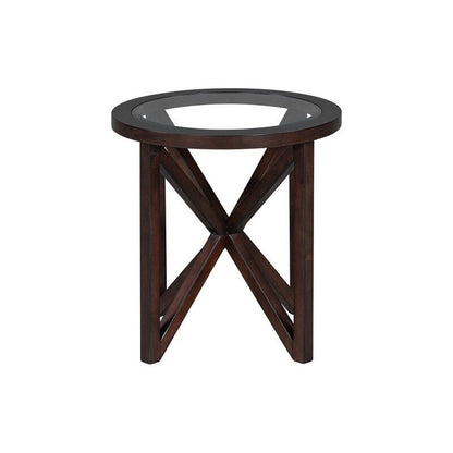 Modern simple glass coffee table, tempered glass coffee table solid wood base round transparent glass top