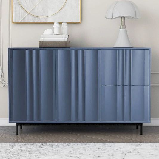 Wave Pattern Storage Cabinet with 2 Doors and 2 Drawers, Adjustable, Suitable for Study,Entrance and Living Room
