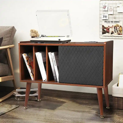 Record Player Stand with Charging Station and USB Ports - 14.5D x 31.5W x 25.5H