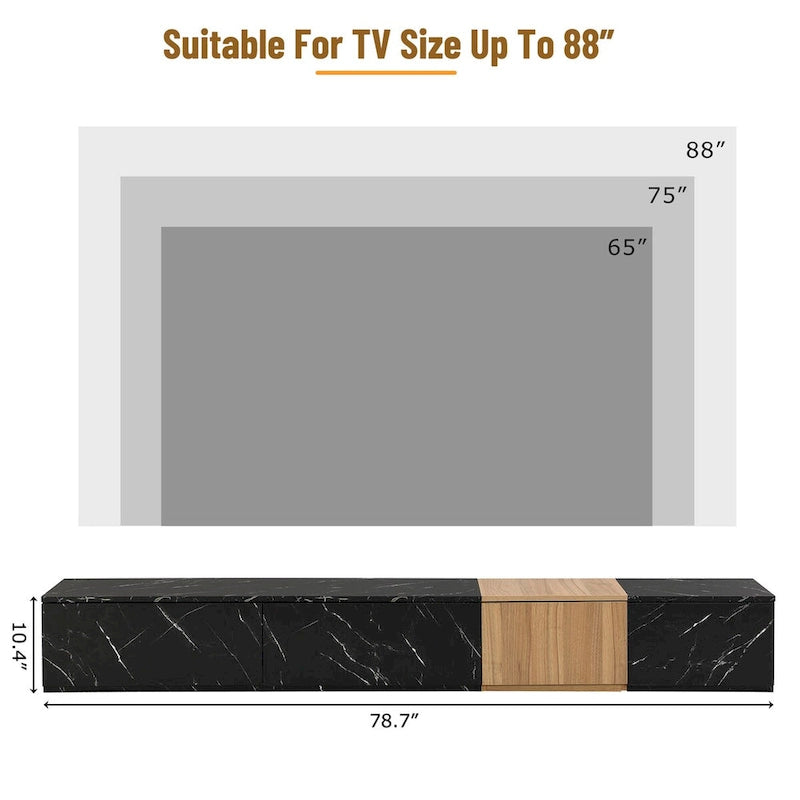 TV Stand for TVs up to 88, Modern Free-Combination Entertainment Center with 4 Storage Drawers