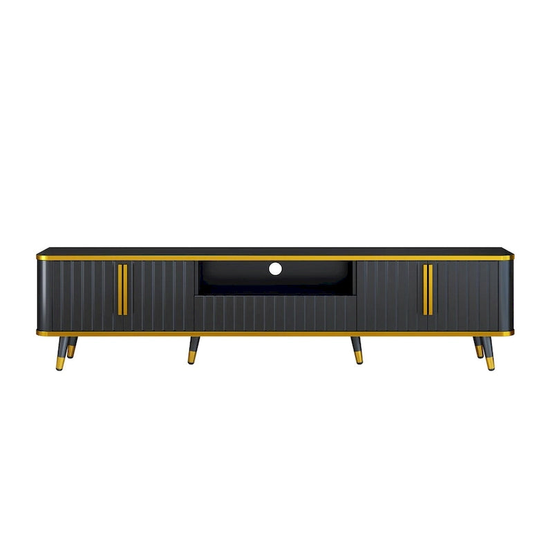TV Stand with Open Storage Shelf for TVs Up to 85,with Cabinets and Drawers, Practical Media Console with Unique Legs
