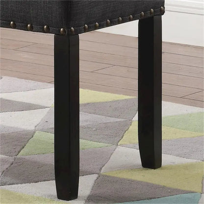 Fabric Dining Bench with Nailhead Trim and Wood Frame