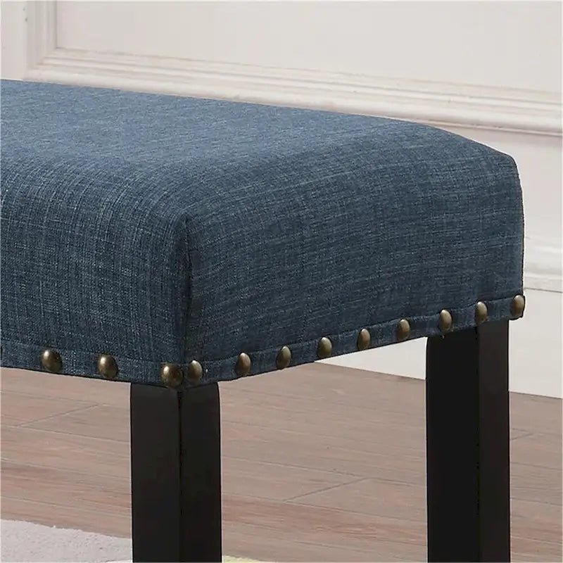 Fabric Dining Bench with Nailhead Trim and Wood Frame