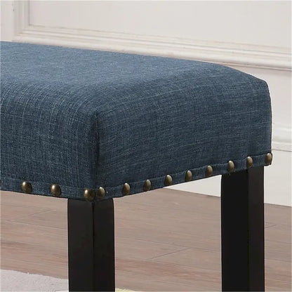 Fabric Dining Bench with Nailhead Trim and Wood Frame