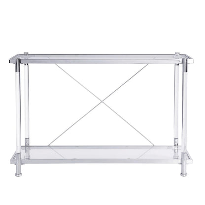43.31 Chrome Glass Sofa Table, Acrylic Side Table, Console Table for Living Room& Bedroom