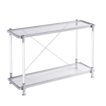 43.31 Chrome Glass Sofa Table, Acrylic Side Table, Console Table for Living Room& Bedroom
