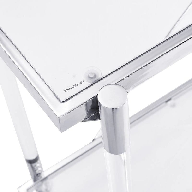 43.31 Chrome Glass Sofa Table, Acrylic Side Table, Console Table for Living Room& Bedroom