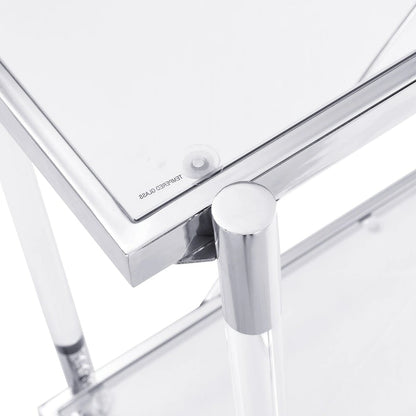 43.31 Chrome Glass Sofa Table, Acrylic Side Table, Console Table for Living Room& Bedroom