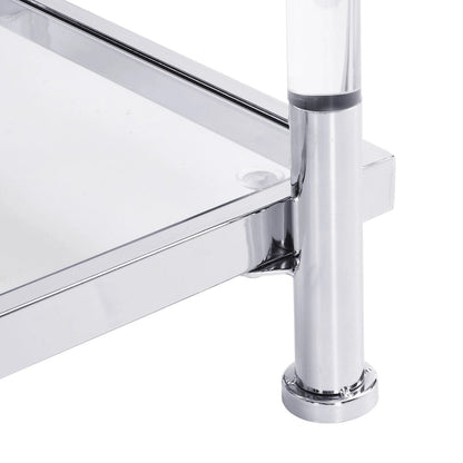43.31 Chrome Glass Sofa Table, Acrylic Side Table, Console Table for Living Room& Bedroom