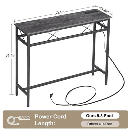 Javlergo Console Table with with Charging Station & USB Ports, Charcoal Gray