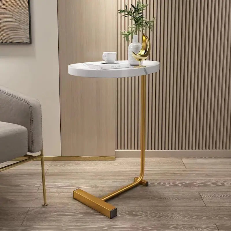 2 PCS White C-shaped Side Table, End Table, Side Table for Couch and Bed