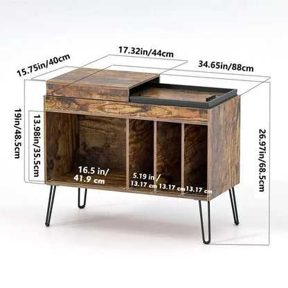 Vinyl Record Storage Cabinet - 15.75D x 34.65W x 26.97H