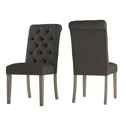 Benchwright Linen Tufted Dining Chair with Grey Finish Legs (Set of 2) by iNSPIRE Q Artisan