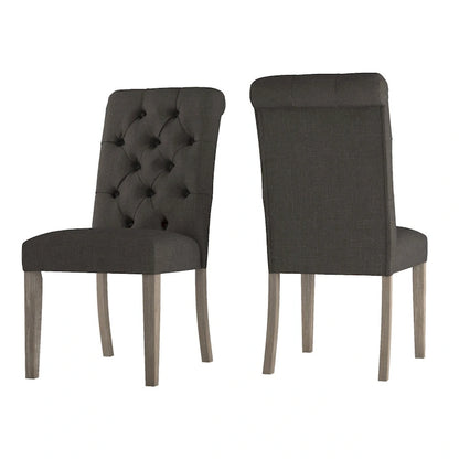 Benchwright Linen Tufted Dining Chair with Grey Finish Legs (Set of 2) by iNSPIRE Q Artisan