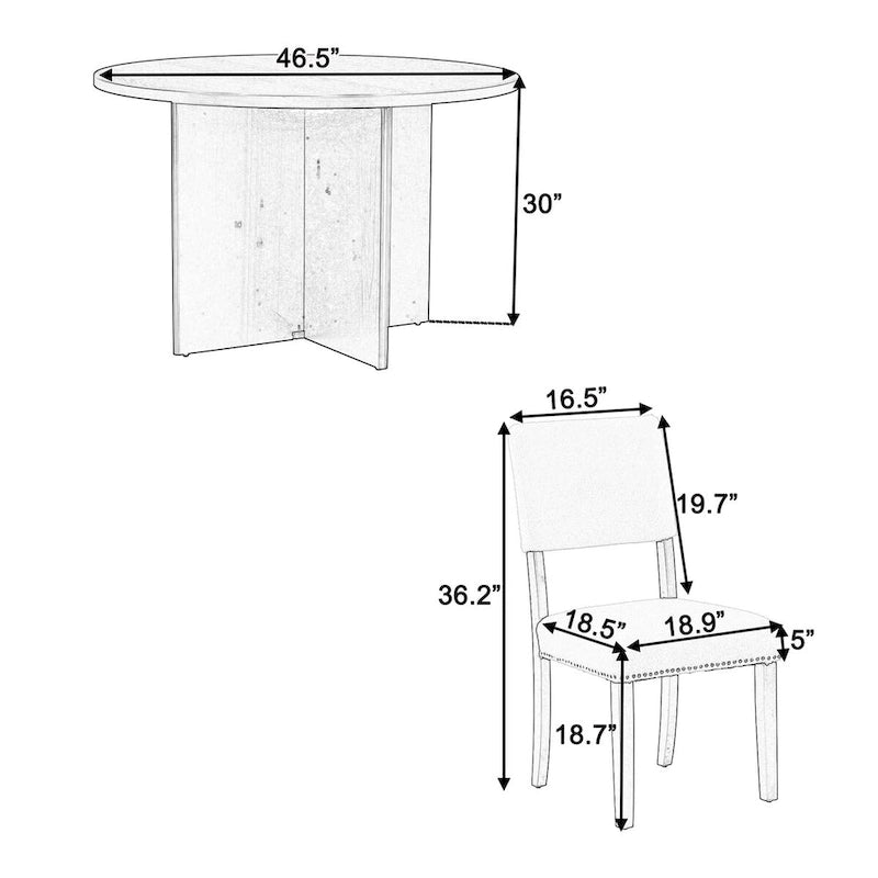 Modern 5-Piece Round Dining Table Set