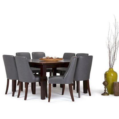 WYNDENHALL Haley Contemporary 9 Pc Dining Set with 8 Upholstered Dining Chairs and 54 inch Wide Table