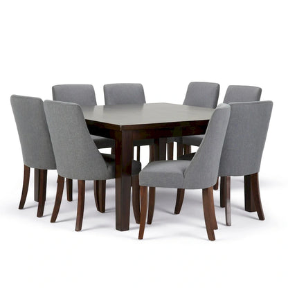 WYNDENHALL Haley Contemporary 9 Pc Dining Set with 8 Upholstered Dining Chairs and 54 inch Wide Table