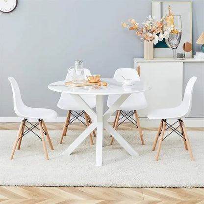Grondin Mid-Century Modern Round Dininig Table with MDF Top and Pedestal Base, 42.1 End Table Leisure Table