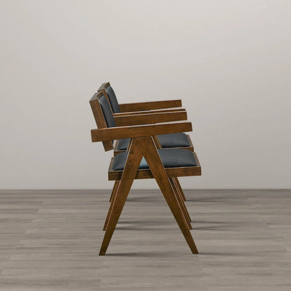 Sandy Contemporary Dining Chairs in Black Vegan Leather ( Set of 2)