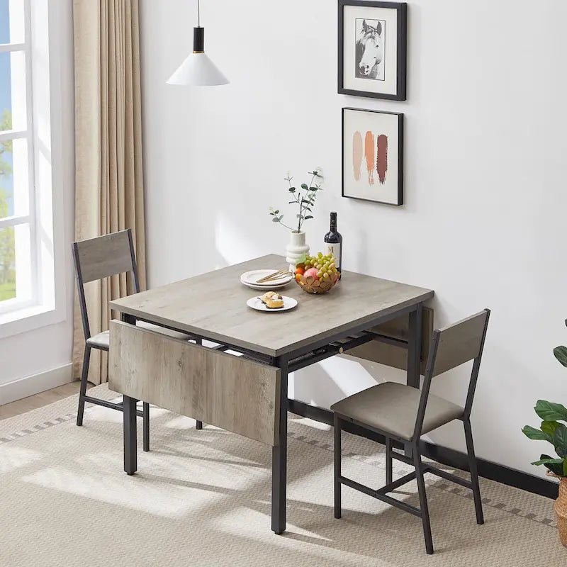 Industrial Folding Dining Table with Steel Frame