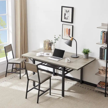 Industrial Folding Dining Table with Steel Frame