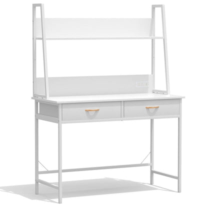 Computer Desk Writing Table w/ Power Outlets, Drawers and Storage Shelf, Workstation for Home Office