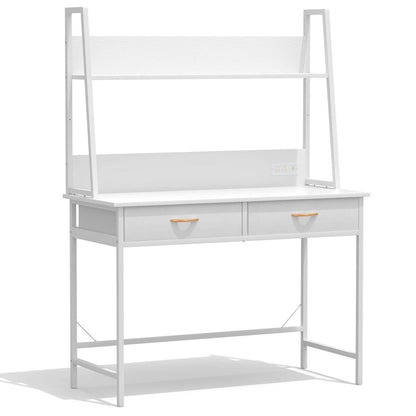Computer Desk Writing Table w/ Power Outlets, Drawers and Storage Shelf, Workstation for Home Office