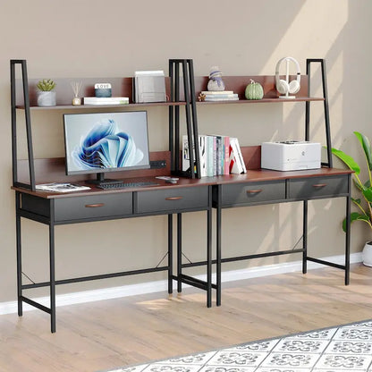 Computer Desk Writing Table w/ Power Outlets, Drawers and Storage Shelf, Workstation for Home Office