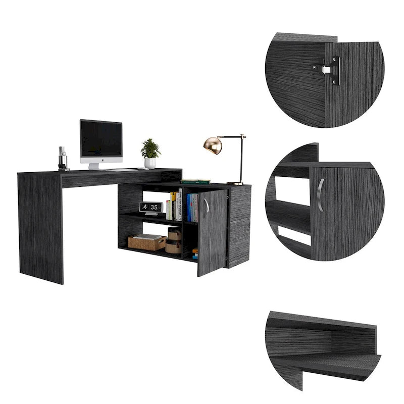 Lyncliff 1-Drawer 2-Shelf L-Shaped Office Desk Smokey OakHigh quality and durable