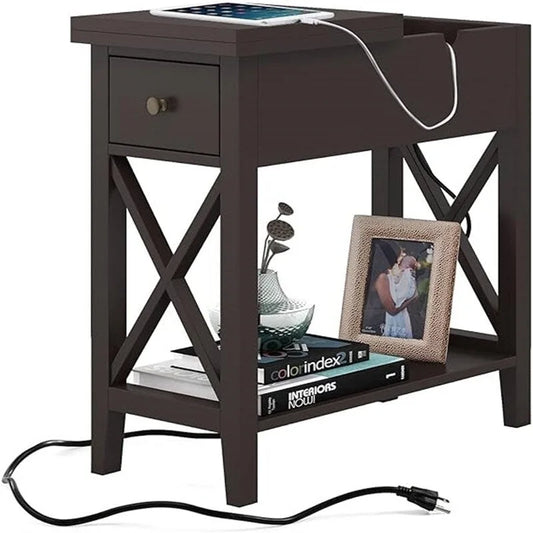 End Table with Flip Top and Charging Station