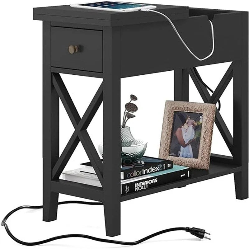 End Table with Flip Top and Charging Station
