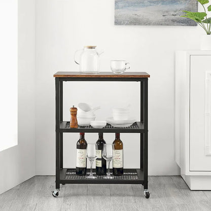 Ledel Industrial Rolling Kitchen Cart Serving Cart With Storage Shelves and Caster Wheels