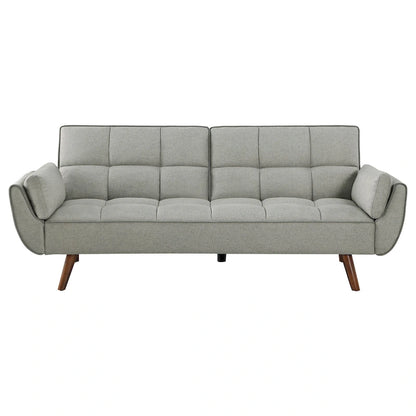 Kori 84 Inch Sofa Futon Bed with Tufted Back, Angled Legs, Gray Fabric